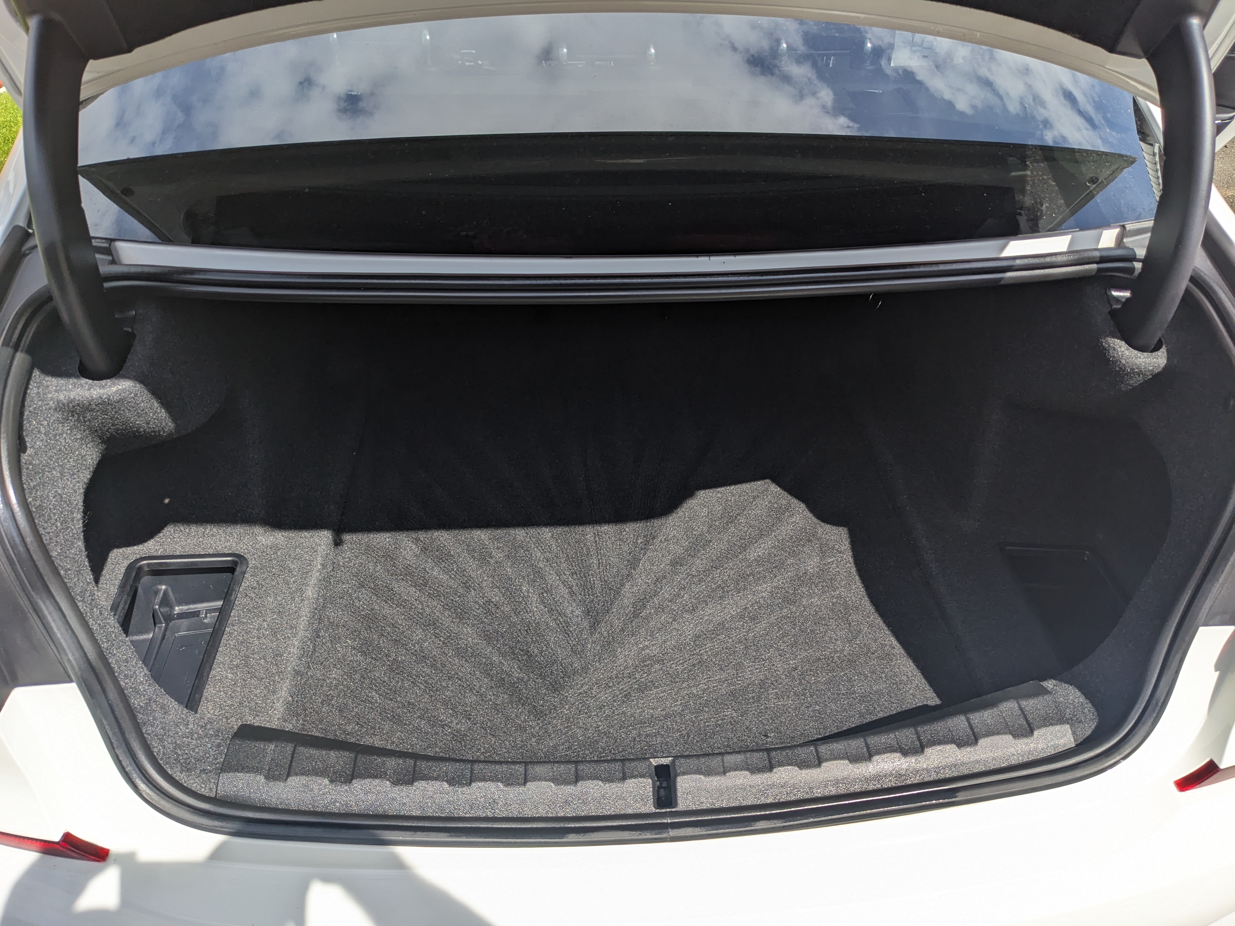 Fresh vacuum lines across detailed car carpets