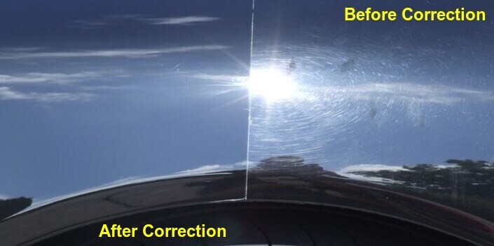 Before: visible swirl marks under light